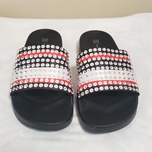 INC International Concepts Black and Red Embellished Slippers